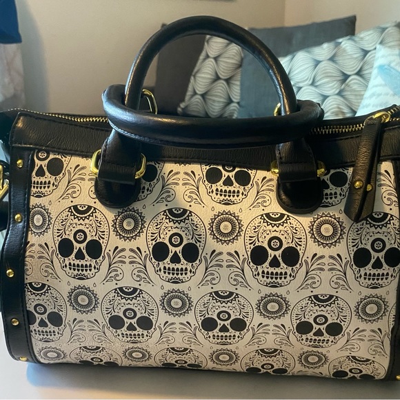 Loungefly Bags Loungefly Vegan Leather Black And White Repeat Skull
